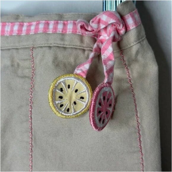 Gymboree Scalloped Hem Tan Skort with Lemon Details and Pink Piping Size 6 - Picture 3 of 5